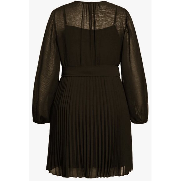 NWT City Chic Blair Black Sheer Pleated Dress 20 - Picture 7 of 12